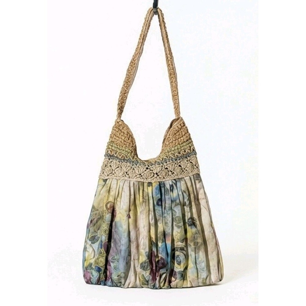 Cappelli Straworld  Boho Purse Shoulder Bag Straw Rattan Woven Flowy
